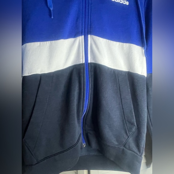ADIDAS Men's Blue, White, and Black Zip-Up jacket - Picture 3 of 12